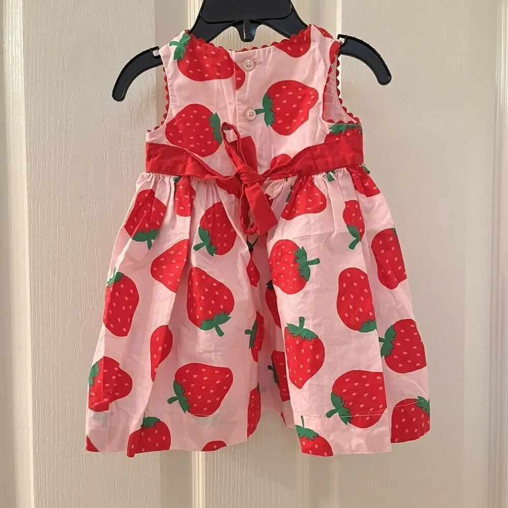 Carter's Pink Strawberry Dress Cotton Girls Size 3 Months